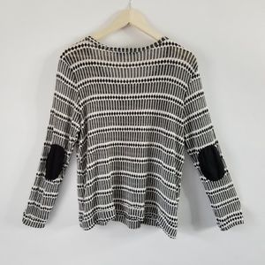 Dina Be Patch L Elbow Sweater Black White Stripe